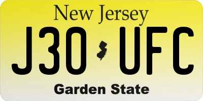 NJ license plate J30UFC