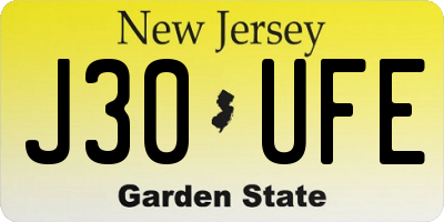 NJ license plate J30UFE