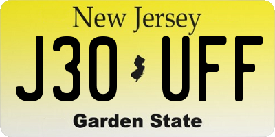 NJ license plate J30UFF