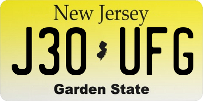 NJ license plate J30UFG