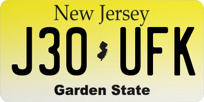 NJ license plate J30UFK