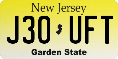 NJ license plate J30UFT