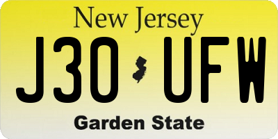 NJ license plate J30UFW