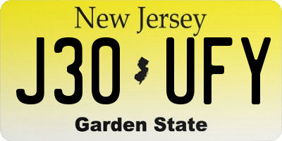 NJ license plate J30UFY