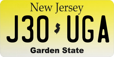 NJ license plate J30UGA