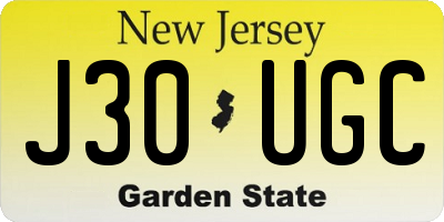 NJ license plate J30UGC