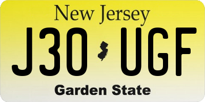 NJ license plate J30UGF
