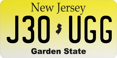 NJ license plate J30UGG