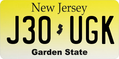 NJ license plate J30UGK