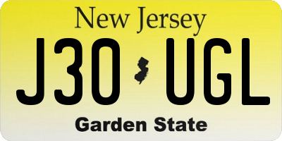 NJ license plate J30UGL