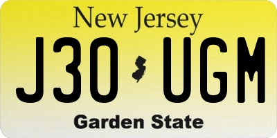 NJ license plate J30UGM