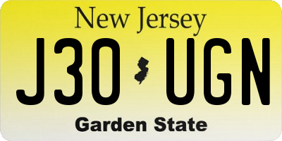NJ license plate J30UGN