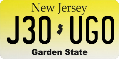 NJ license plate J30UGO