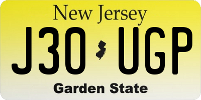 NJ license plate J30UGP