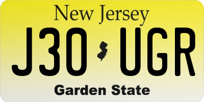 NJ license plate J30UGR