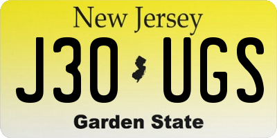 NJ license plate J30UGS
