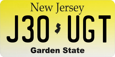 NJ license plate J30UGT