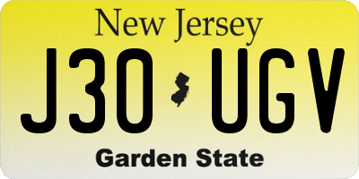 NJ license plate J30UGV