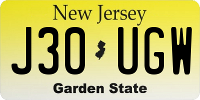 NJ license plate J30UGW