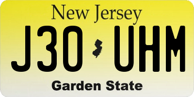 NJ license plate J30UHM