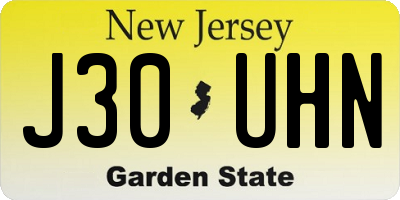 NJ license plate J30UHN