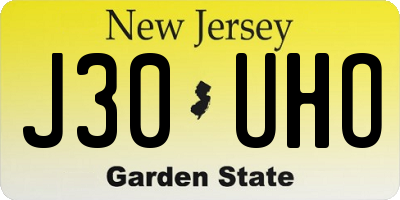 NJ license plate J30UHO