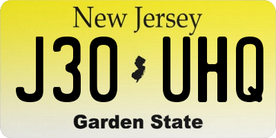 NJ license plate J30UHQ