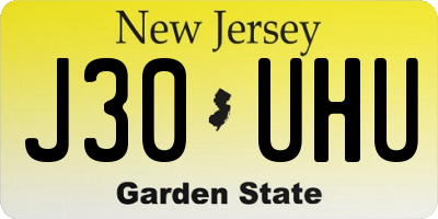 NJ license plate J30UHU