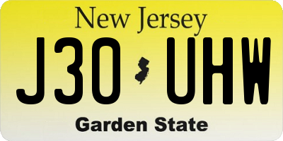 NJ license plate J30UHW