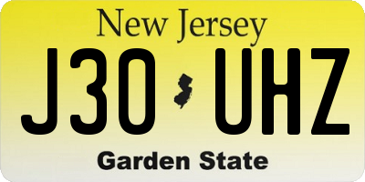 NJ license plate J30UHZ