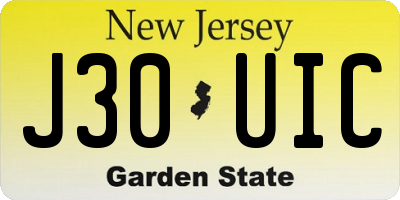 NJ license plate J30UIC
