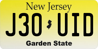 NJ license plate J30UID