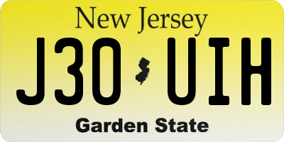 NJ license plate J30UIH
