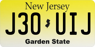 NJ license plate J30UIJ