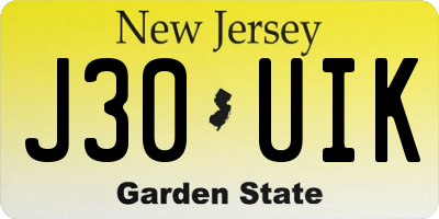 NJ license plate J30UIK