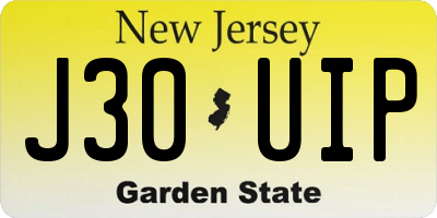 NJ license plate J30UIP