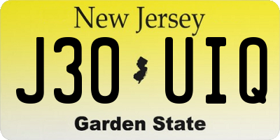 NJ license plate J30UIQ