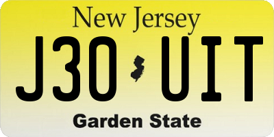 NJ license plate J30UIT