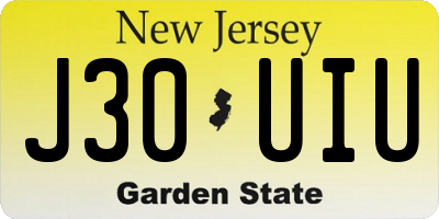 NJ license plate J30UIU