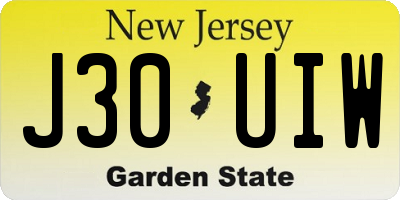 NJ license plate J30UIW