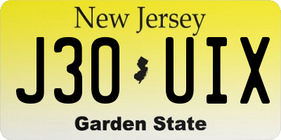 NJ license plate J30UIX