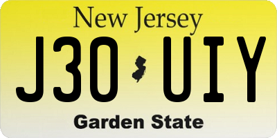 NJ license plate J30UIY
