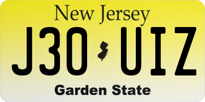 NJ license plate J30UIZ