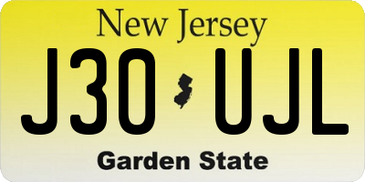 NJ license plate J30UJL