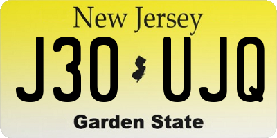 NJ license plate J30UJQ