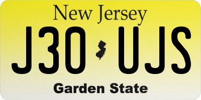 NJ license plate J30UJS