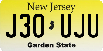 NJ license plate J30UJU