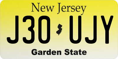 NJ license plate J30UJY