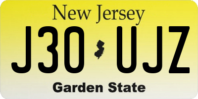 NJ license plate J30UJZ