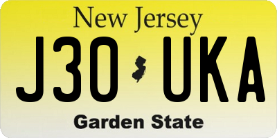 NJ license plate J30UKA